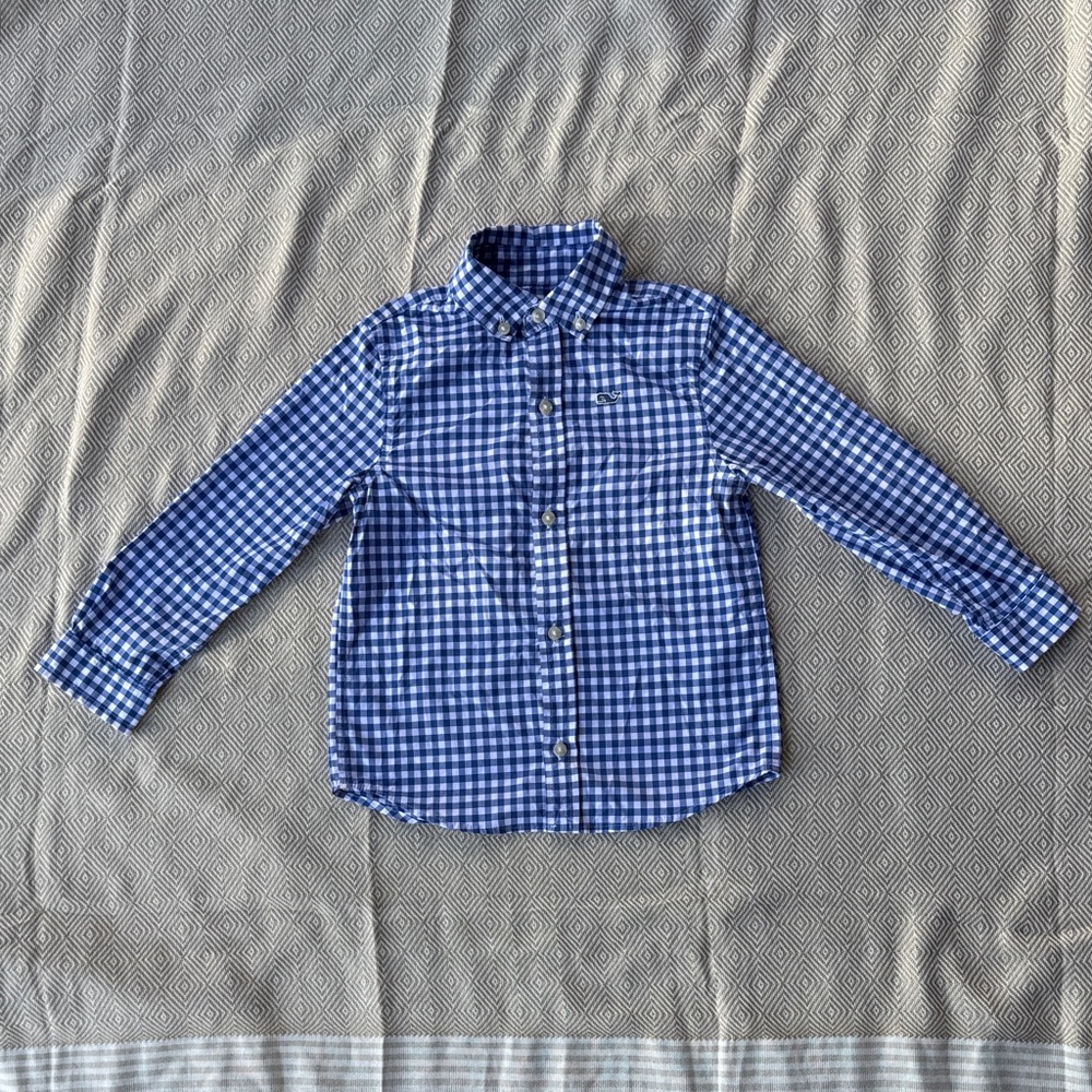 3t Vineyard Vines Blue Checkered Kids Shirt